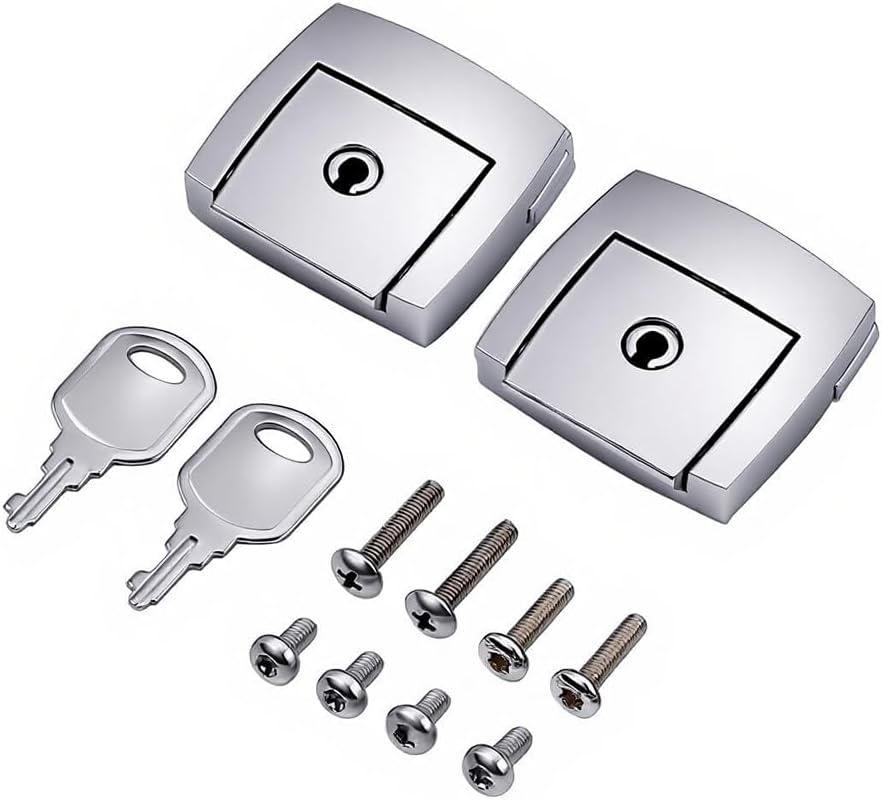 2 Pack Chrome Tour Pack Latches Kit Compatible with Harley Touring Models 1980-2013 Electra Glide Street Glide Road King Razor Chopped King Luggage Trunk​