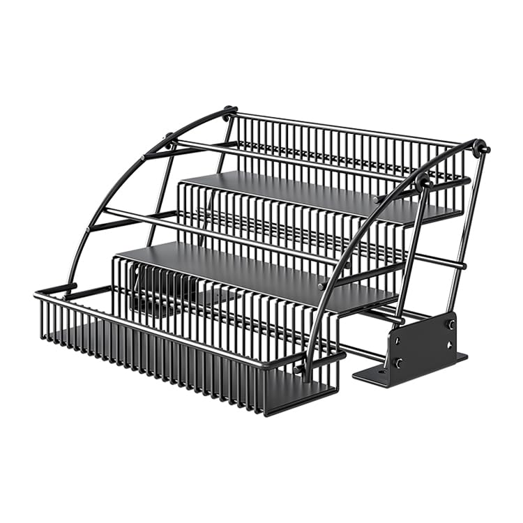 Organizador de especias desplegable de 3 niveles para gabinete interior, despensa, estante elevador, estante elevador, estante de condimentos de cocina (10.8 pulgadas) 9