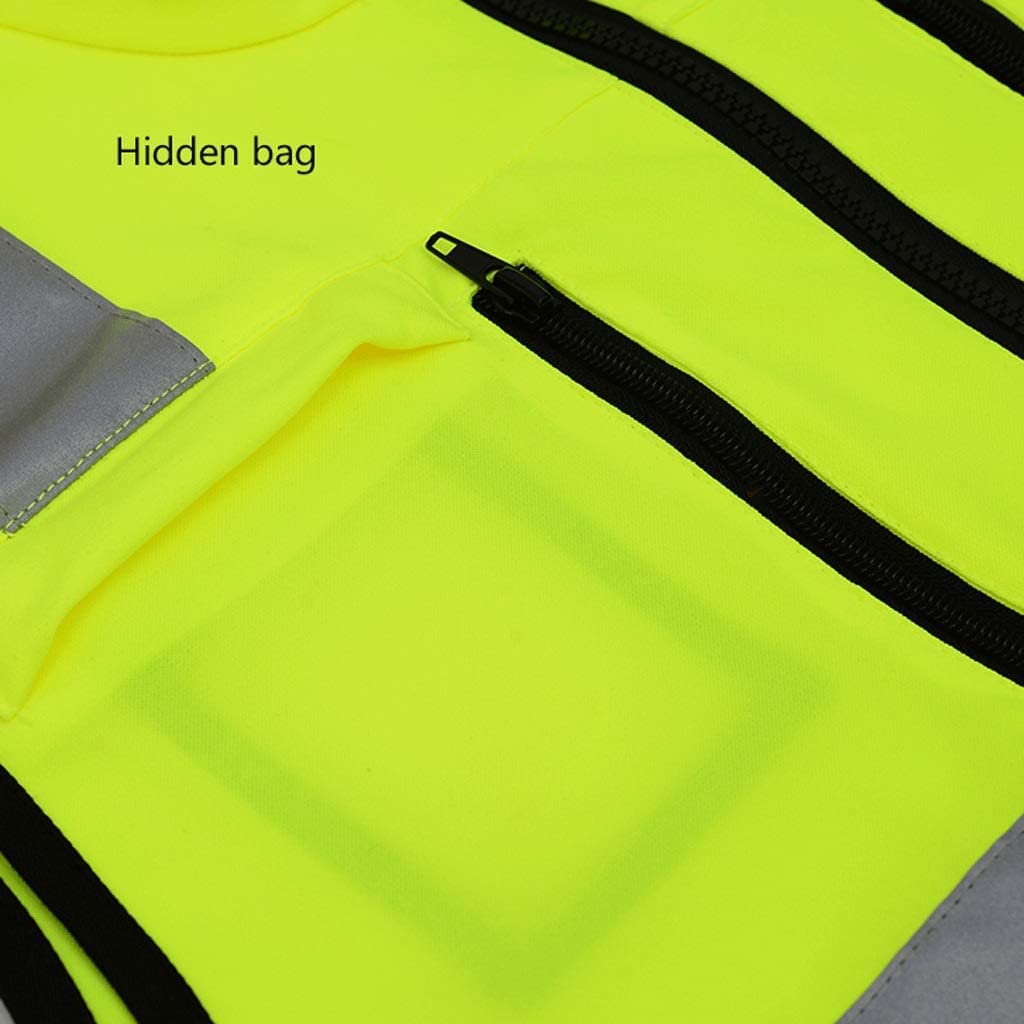 Chalecos Alta Visibilidad Hombre Mujer, Traje reflectante de tráfico Chaleco de seguridad reflectante de tela Oxford Chaleco de construcción de malla de alta visibilidad amarillo fluorescente Mono tra