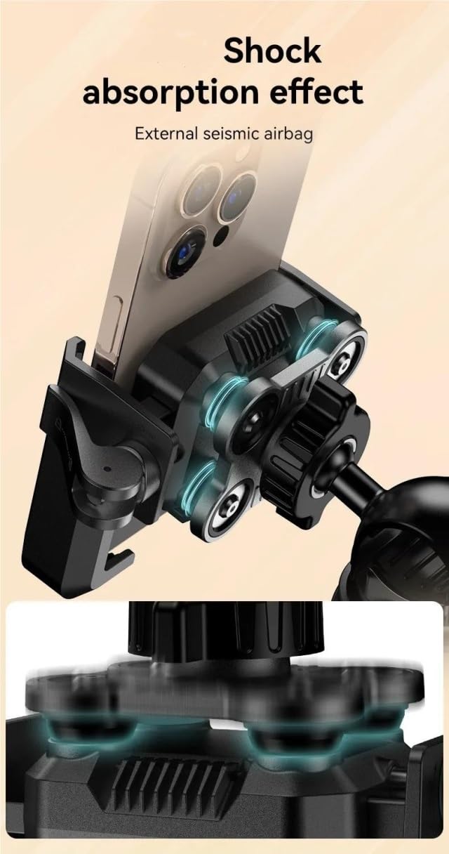 Supporto Per Telefono Per Moto Con Ammortizzatore Di Vibrazioni Blocco Rapido Universale Per Bici Per Telefoni 4.7-7"