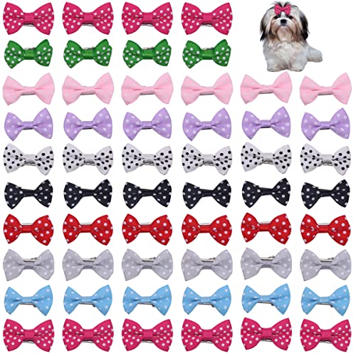 Wepetyo Haarschleifen für Katzen und Hunde, mit Krokodilklemmen, für kleine Hunde, Schleife, Haarspangen, Katze, Welpen, Haar-Accessoires (verschiedene Farben), 50 Stück Cover