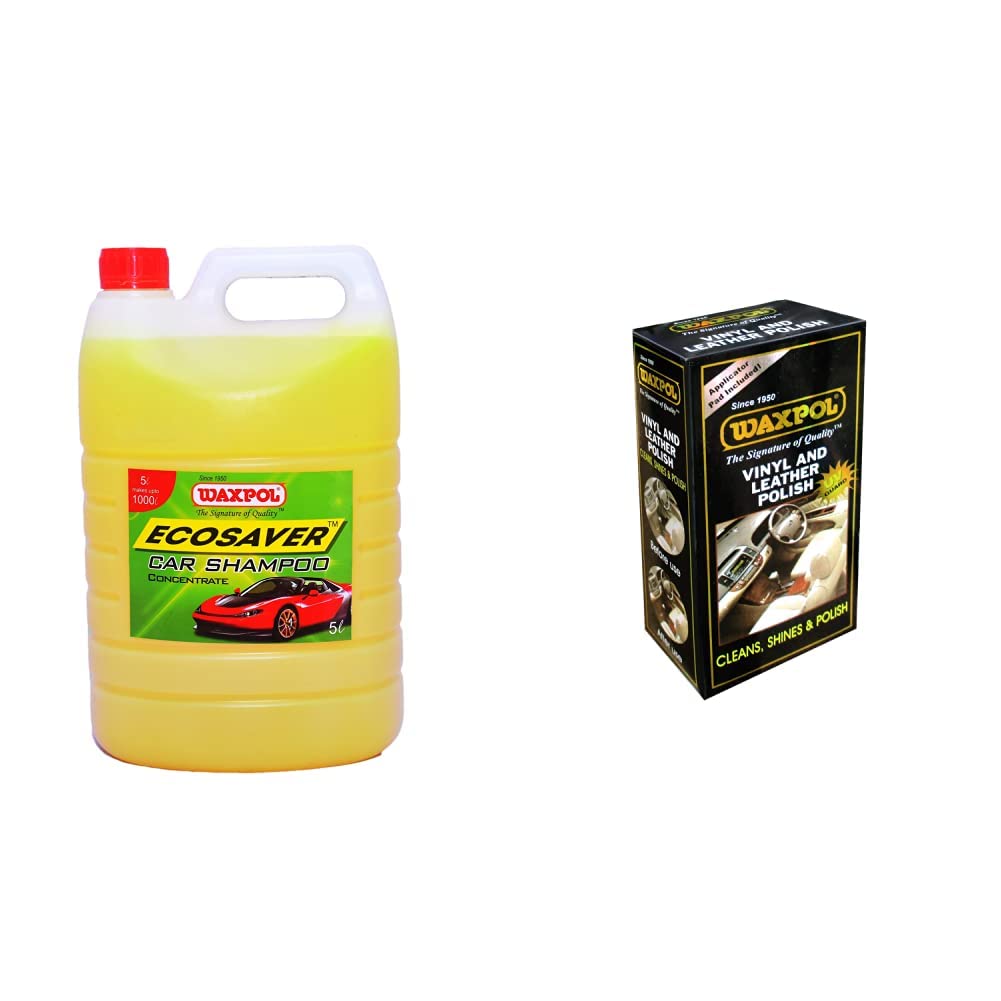 WAXPOLEcosaver Car Shampoo Concentrate - 5 LTR. (for Bucket, Foam & Snow Foam Wash) & Vinyl & Leather Polish,125g