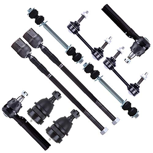 SCITOO 10pcs Suspension Kit Front Inner Outer Tie Rod End Lower Ball Joint Front Rear Sway Bar End Link Fit 1999-2004 For Ford For Mustang
