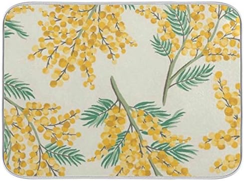 La Rose 水切りマット 花柄 イェロー 抗菌 速乾吸水マット 食器乾燥マット 大判 丸めて収納 キッチン マイクロファイバー シンク上 棚シート 45x60cm 吊ることができ