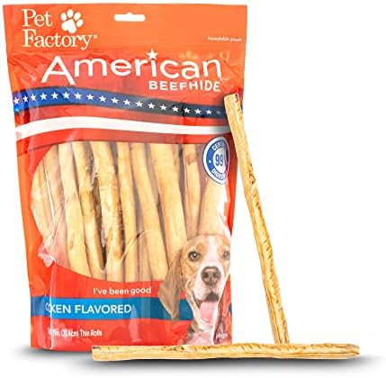 Pet Factory American Beefhide 10" Thin Rolls Dog Chew Treats - Ch...