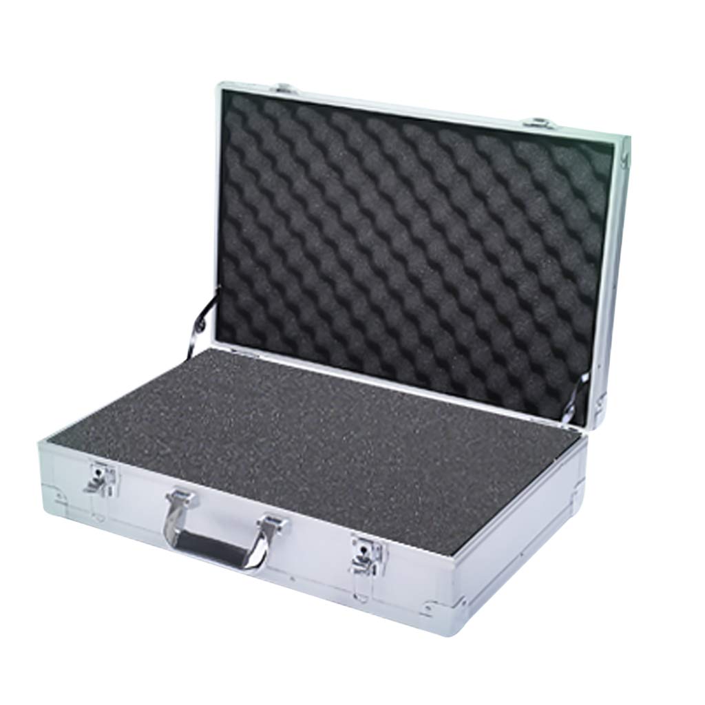 GLETSF Flight Case With Padded Foam, Portable Aluminium Tool Case Lockable Transport Box Small Hard Equipment Storage Box 55X35X14Cm-Silver-Sponge