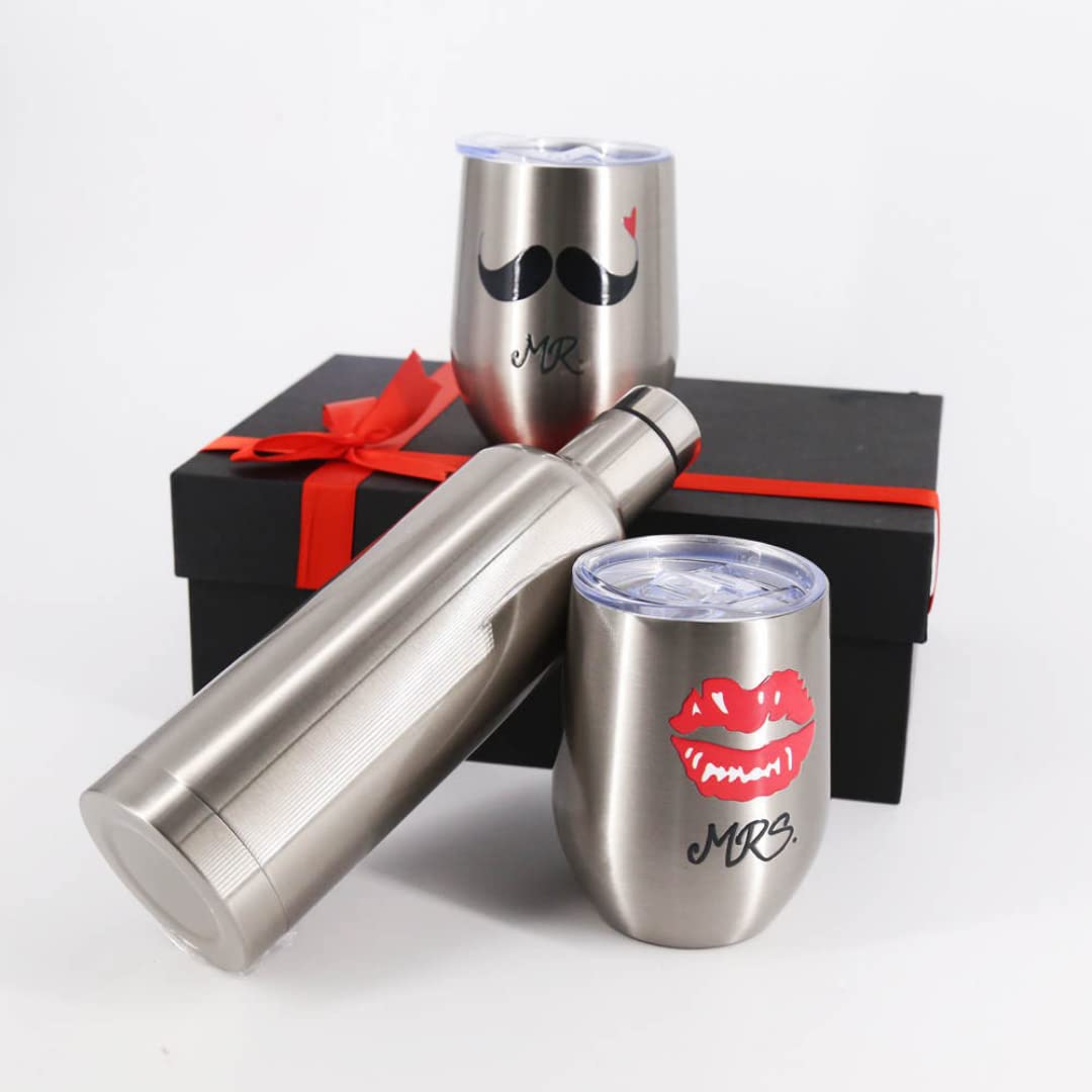 San Valentino per Lei Lui | Confezione Regalo Premium Originale e Utile | Mr & Mrs Mug + Thermos | Acciaio inossidabile | Scatola Regali Donna Uomo | Idee Scatole Compleanno Originali Idea Set Coppia