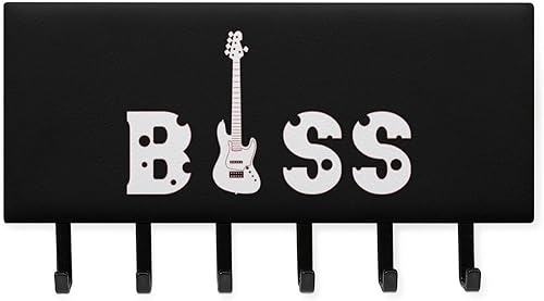 Llavero de guitarra bajo para pared, colgador de llaves decorativo con 5 ganchos para oficina en casa