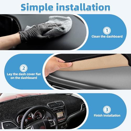 Image of Dash Cover Mat for Dodge Journey 2011-2020 & Fiat Freemont 2010-2016 Non-Slip Dashboard Cover Mat Sunshade UV Rays Protector Interior Accessories