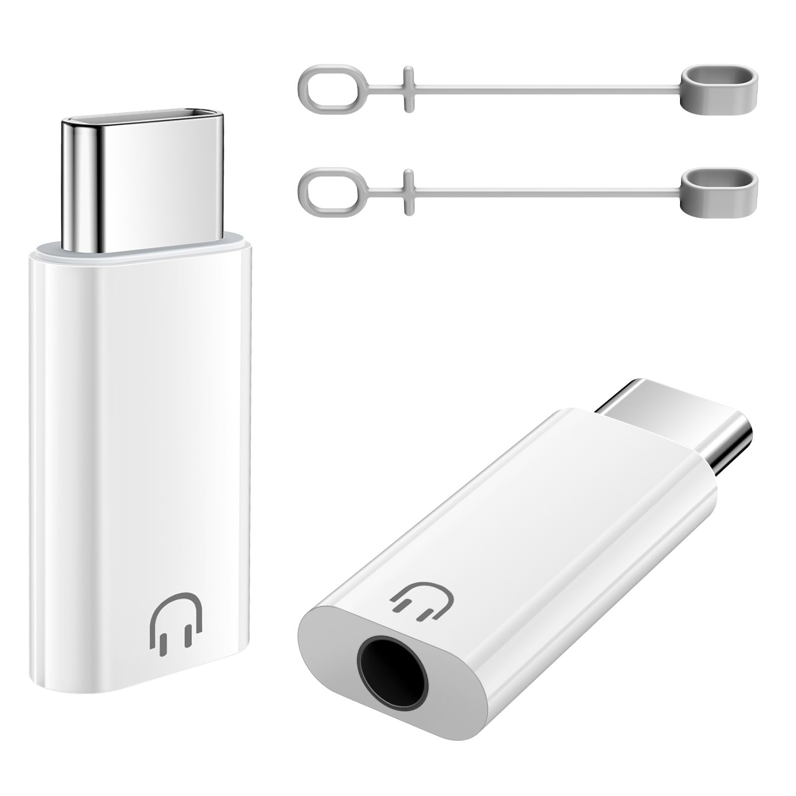 TiMOVO Adattatore da USB C a Cuffie Audio da 3,5 mm, Tipo C a Jack Aux con Anello Anti-Perdita, Bianco