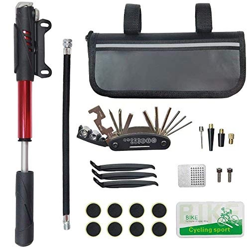 CHUMXINY Bike Repair Kit, Bike Tire Repair Tool Kit Contains 16-in-1 Tool,120Psi Mini Bicycle Pump, Bike Patch Kit, Used for Mountain Bike and Road Bike.