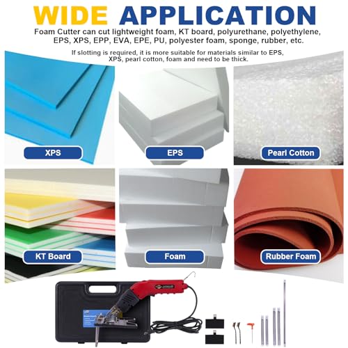 Foam Cutter with Slotting/Groove Electric Hot Knife Styrofoam Cutter Foam Cutting Tool Air Cooled Hot Knife Foam Cutter 200W 110-120V (5 Blades) for EPP, EPS, XPS, EPE, KT Board, Sponge Red