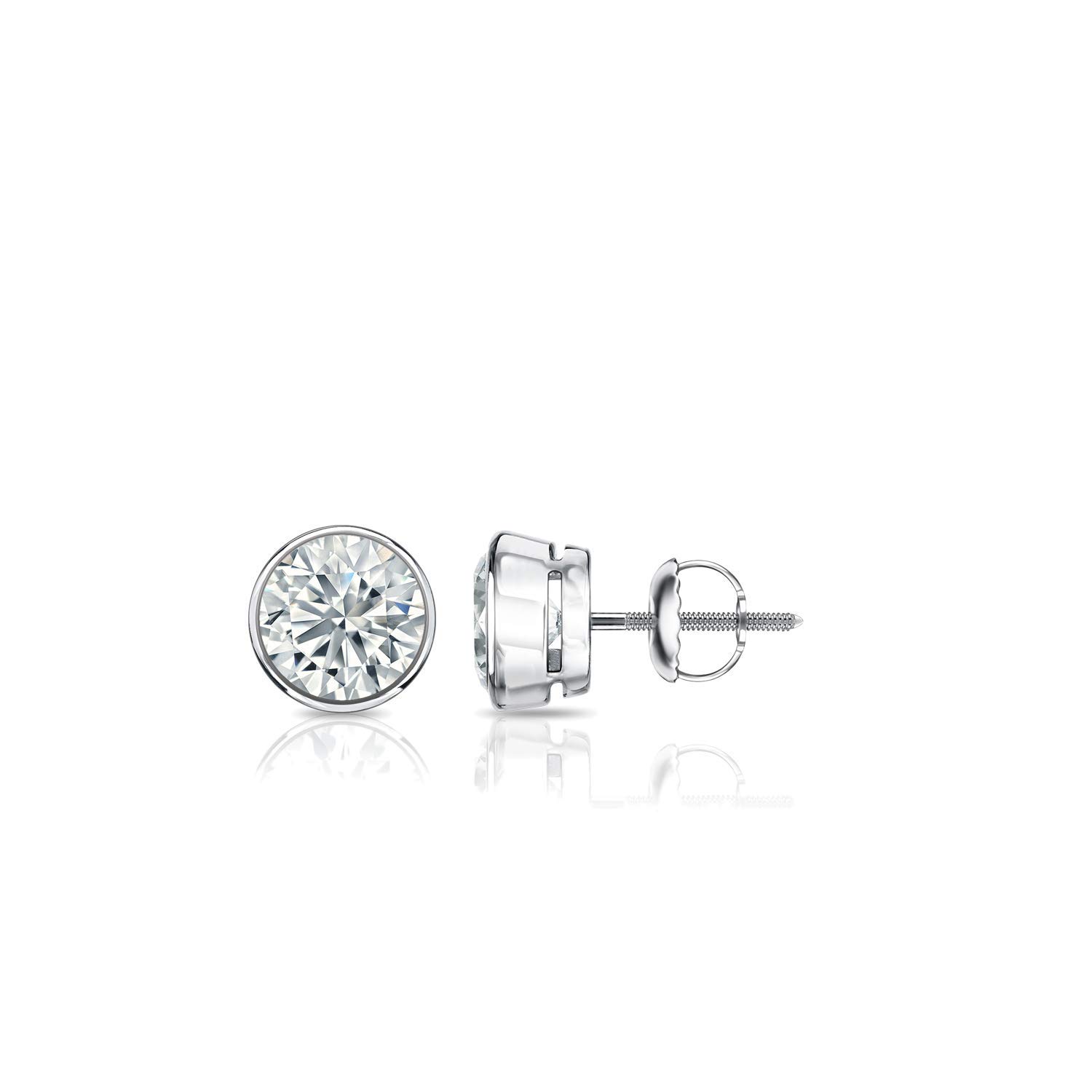 1/3 Carat Lab Grown Diamond Stud Earrings in 14k White Gold (cttw, G-H, VS1-VS2) Bezel-set, Screw-backs by Diamond Wish