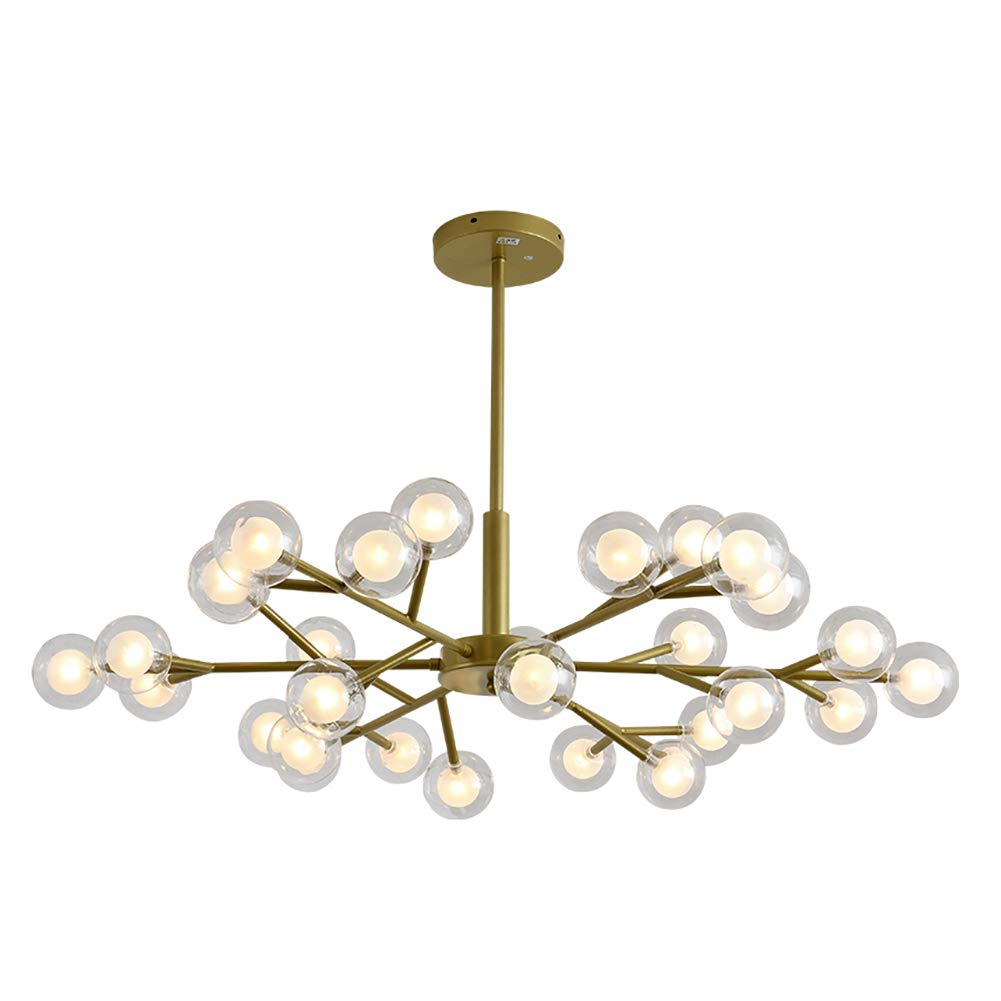 Ultimetile Modern Sputnik Chandelier Mid Century Brass Vintage Magical Molecular Shades Pendant Lighting Fixture for Bedroom Hallway Kitchen Living Room Golden 30 Lights
