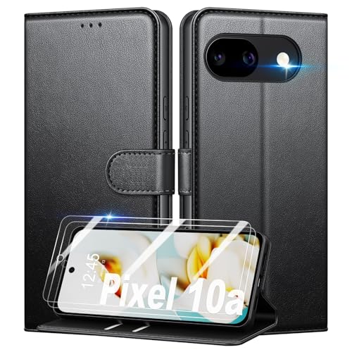 Mofurd Cover per Google Pixel 10a Libro in Pelle PU, [con 2 Pezzi Pellicola Vetro Temperato] Custodia Portafoglio Antiurto [Blocco RFID] [Funzione di Supporto] [Slot Schede], Nero