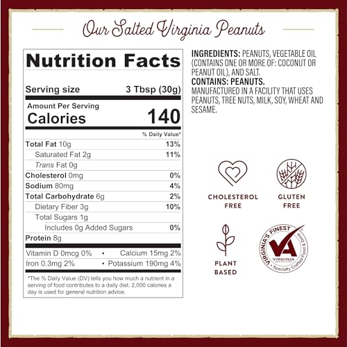 Image of Whitley's Salted Virginia Peanuts, Super Extra-Large, Home-Cooked 32 oz