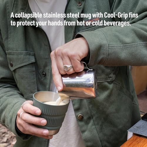 Image of Sea to Summit Detour Stainless Steel Collapsible 16 Ounce Camp Mug, Laurel Wreath Green