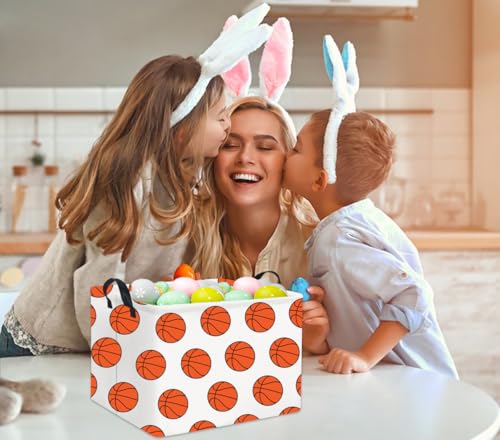 Image of Rectangular Kids Storage Basket Gift Basket Baby Storage Basket Cute Toy Storage Bin Organizer Shelf Book Basket Room Decor(Basketballs)