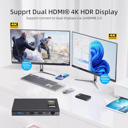 Image of MeLE Fanless Mini PC Quieter3Q 11th Gen N5100 8GB 256GB, Micro Computer WiFi 5 Small Desktop Service with USB-C PD, Gigabit Ethernet, Dual HDMI 4K, Auto Power on, PXE Support M.2 SSD