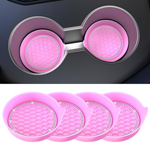 Image of Amooca 4-Pack Car Cup Holder Coaster Bling Crystal Rhinestone Car Interior