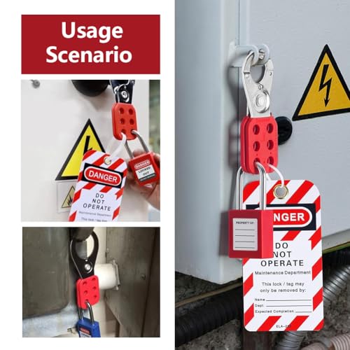 Image of 2 Pack Stainless Steel Lockout Tagout Hasp 6 Hole,Lock Out Tamper-Proof and Impact-Resistant Loto Hasp PA Plastic-Sleeved Handle Heavy Duty