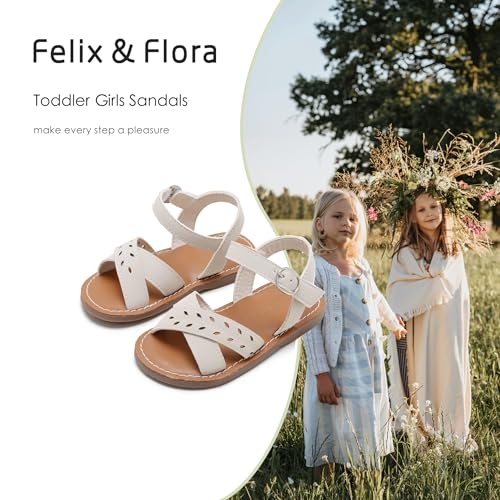 Image of Felix & Flora Toddler Girl Sandals - Little Girl Easter Dress Shoes Lightweight Open Toe Beach Holiday Flats