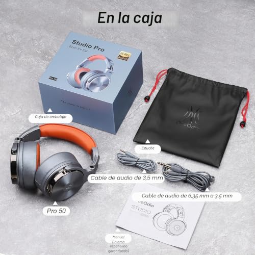 Miniatura 7 de Oneodio Auriculares De Alta Resolución Para Monitoreo Y Mezcla De Estudio, Auriculares Con Cable De Grabación De Dj Sin Adaptador Profesional Con Auriculares De Piel Proteína