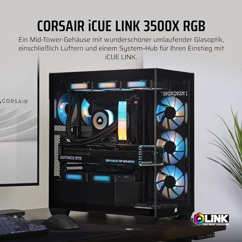 CORSAIR iCUE LINK 3500X RGB Mid-Tower ATX PC-Gehäuse - Gehärtetes Panorama-Glas - Umgekehrte Verbindung Motherboard-Kompatibel -3x CORSAIR… – Ansicht 2
