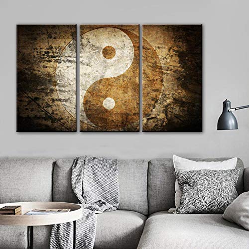 LLXHG Yin Und Yang Wandkunst Leinwanddrucke Chinesische Traditionelle Kultur Wandbilder Druck Auf Leinwand Gemälde Für Wohnzimmer Bild-40X70Cmx3 Kein Rahmen Cover