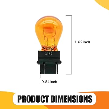 Tesnaao 10 Pack Car Instrument Light Bulb, 3157 Brake Light Bulb, 12V 21/5W Automobile Lighting Replacement Accessory, Universal for Most Cars, Trucks and Vans (Amber)