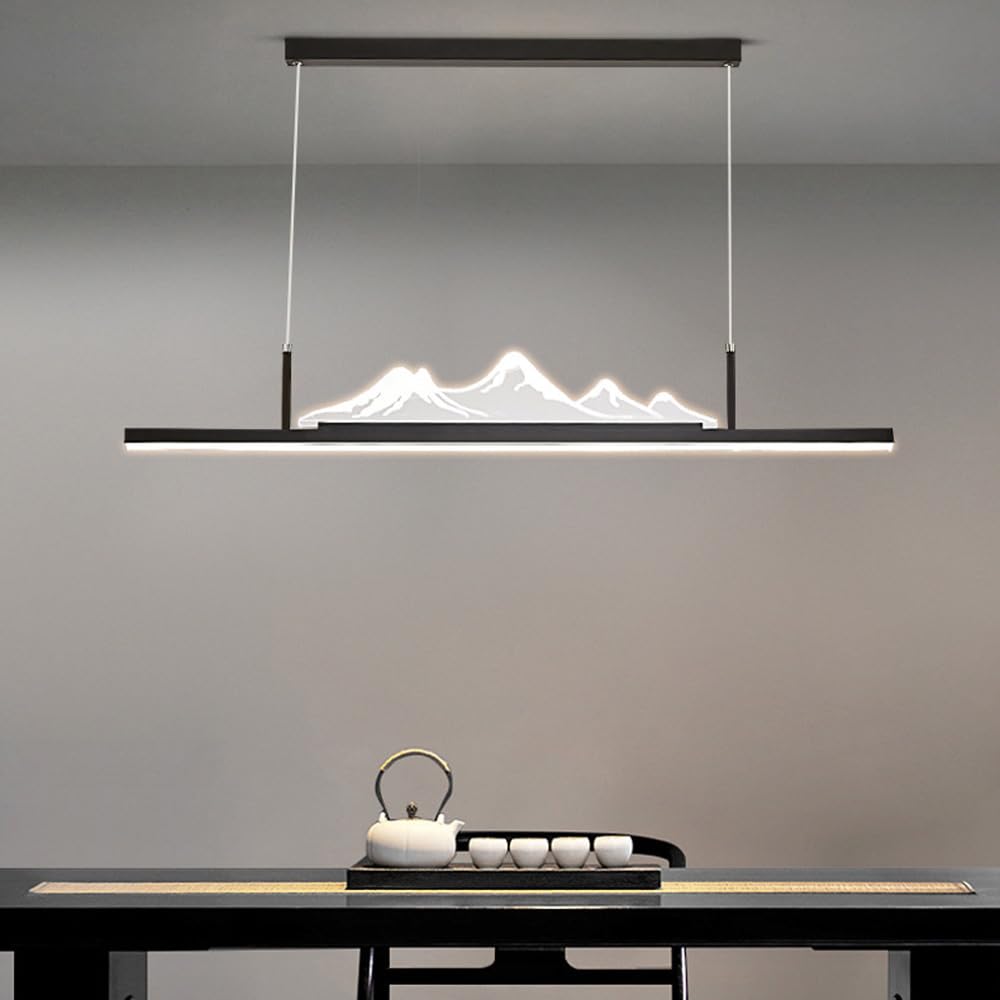 Lampada da tavolo da biliardo Lampada a sospensione lineare a LED Lampadario con dimmerazione lineare dorata per sala da pranzo Lampada a sospensione a striscia lunga bianca nera per isola cucina