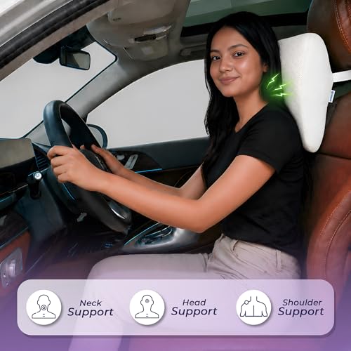 Image of Billebon Premium Car Seat Cushions Combo| Lumbar Support| Neck Rest & Car Wedge Seat Cushion for Long Drive Comfort| Gel Infused Memory Foam| Ergonomic Car Cushions Pillows -Black