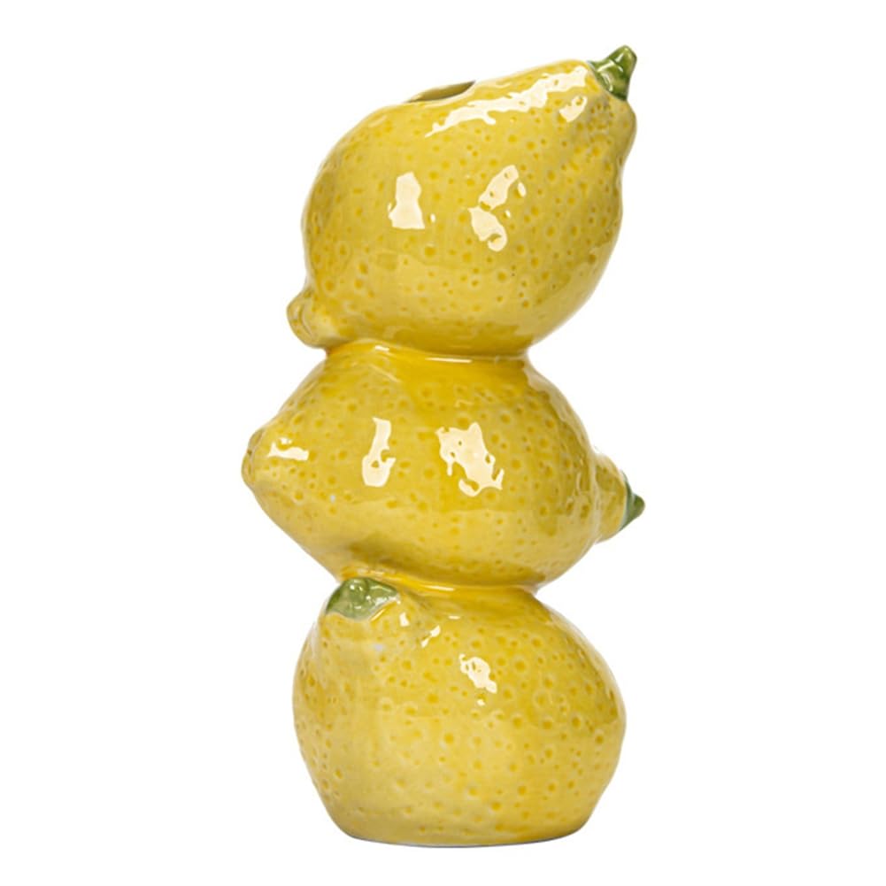 UDSKNV[KSL Decorative Ceramic Vibrant Stack Fruit Design Vase-Whimsical Lemon Stacks for Home, Kitchen(Lemon)