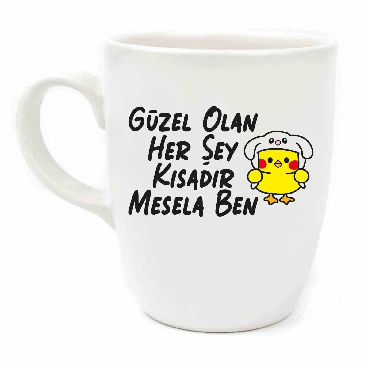 Güzel Olan Her Şey Kısadır, Mesela Ben! Krem Oval Kupa - Hediyelik Kupa Fincan Mug