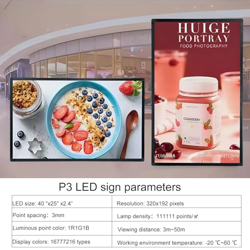 Image of P3 Programmable LED Sign,Scrolling Full Color Display,40 inchx25 inch | WiFi APP Control | IP65 Waterproof | Scrolling Text Display | Adjustable Brightness | Store Sign