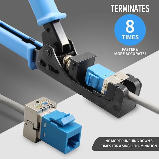 Image of RJ45 Keystone Jack Punch Down Tool 180 One-Hand Speed Termination Tool for AMP 110 Series 8P8C Jacks, for CAT5 CAT5e CAT6 CAT6A Ethernet Cable, Network Installation Tool for Patch Panels Wall Plates