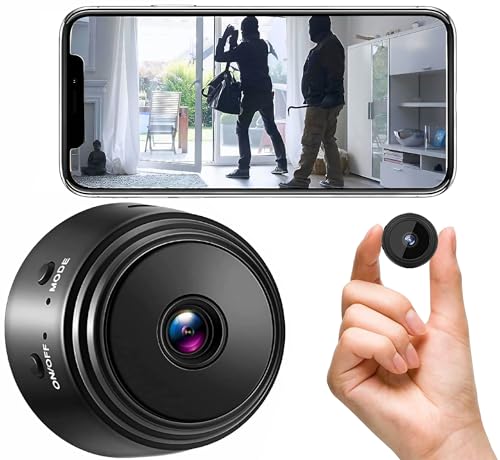 Mini Camara Espia Wifi Oculta con Imagen Full HD Cámara Vigilancia Pequeña Para Ver en Movil, Visión Nocturna Interior/Exterior con Detección de Movimiento, Mini Cámara Espía de Seguridad Portátil