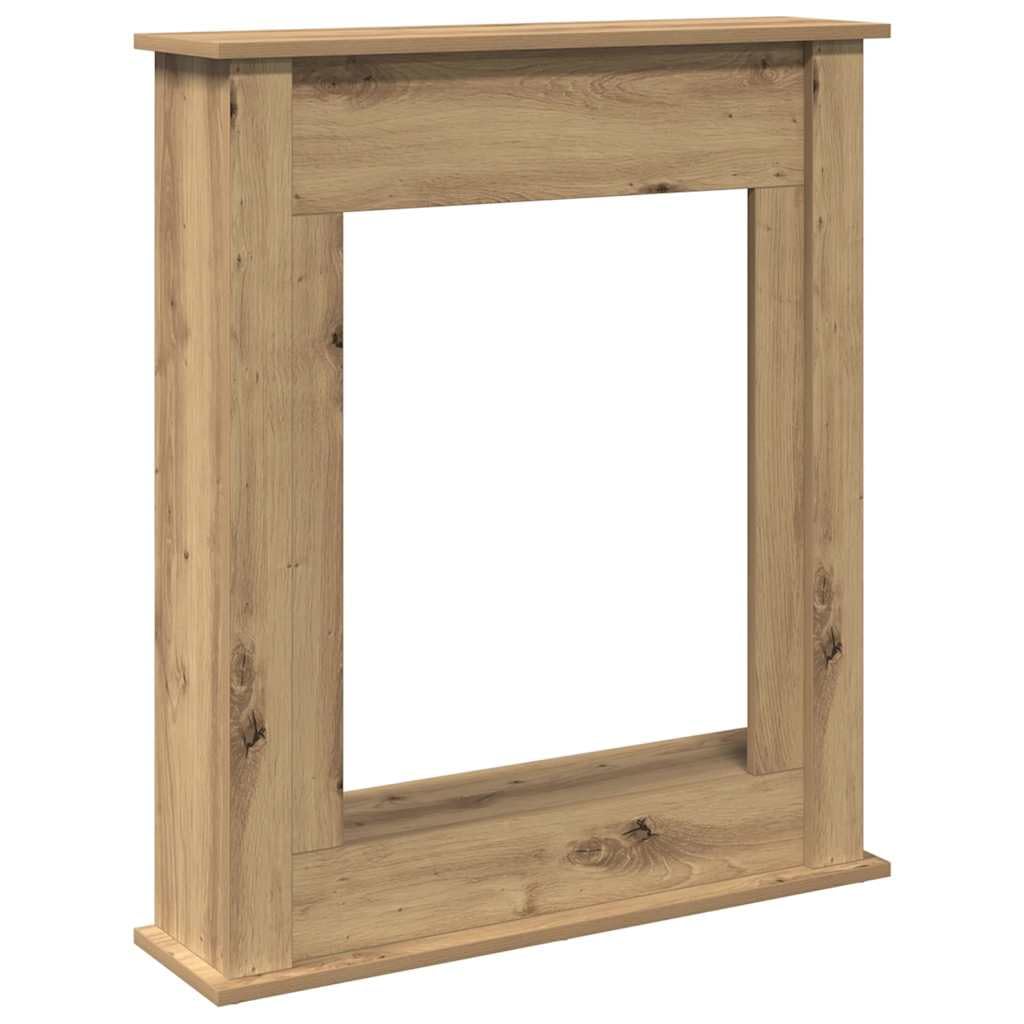 Vidaxl Artisan Oak Fireplace Surround, Fire Surround Only Compatible With Led Flame, Fireplace Frame For Living Room Hallway, Engineered Wood