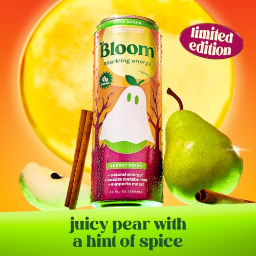 Image of Bloom Nutrition Zero Sugar Energy Drink, Pear Scare, 12oz 12pk