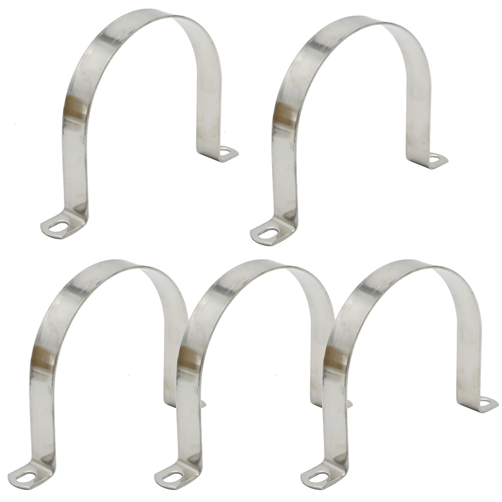 VIKKSAER 5 abrazaderas de correa de tubo en U de 2 agujeros, correa de tubo rígida de 108 mm de ancho interior, soporte en U de acero inoxidable para fijar tuberías en varias superficies (108 mm)