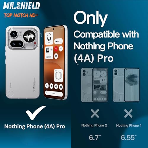 Image of Mr.Shield Top-Notch HD+ Tempered Glass Screen Protector Guard for Nothing Phone 4A Pro, Case Friendly, 9H Hardness, Military Grade Protection, Easy Installation kit [1 Pack]
