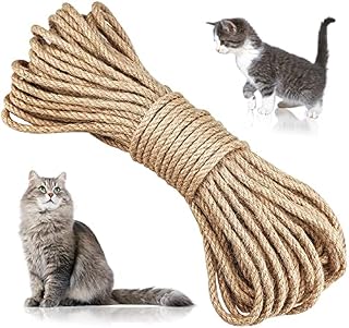 DEHUA Cat Sisal Rope, 6mm10M / 32.8 FTNatural Fiber Jute Rope, Hemp Rope, Used in Craft Rope, Cat Scratch Posts as Cat Accessories Cat Rope,Cat Tower, Tie Rope, Garden Binding, Home DIY Decoration.