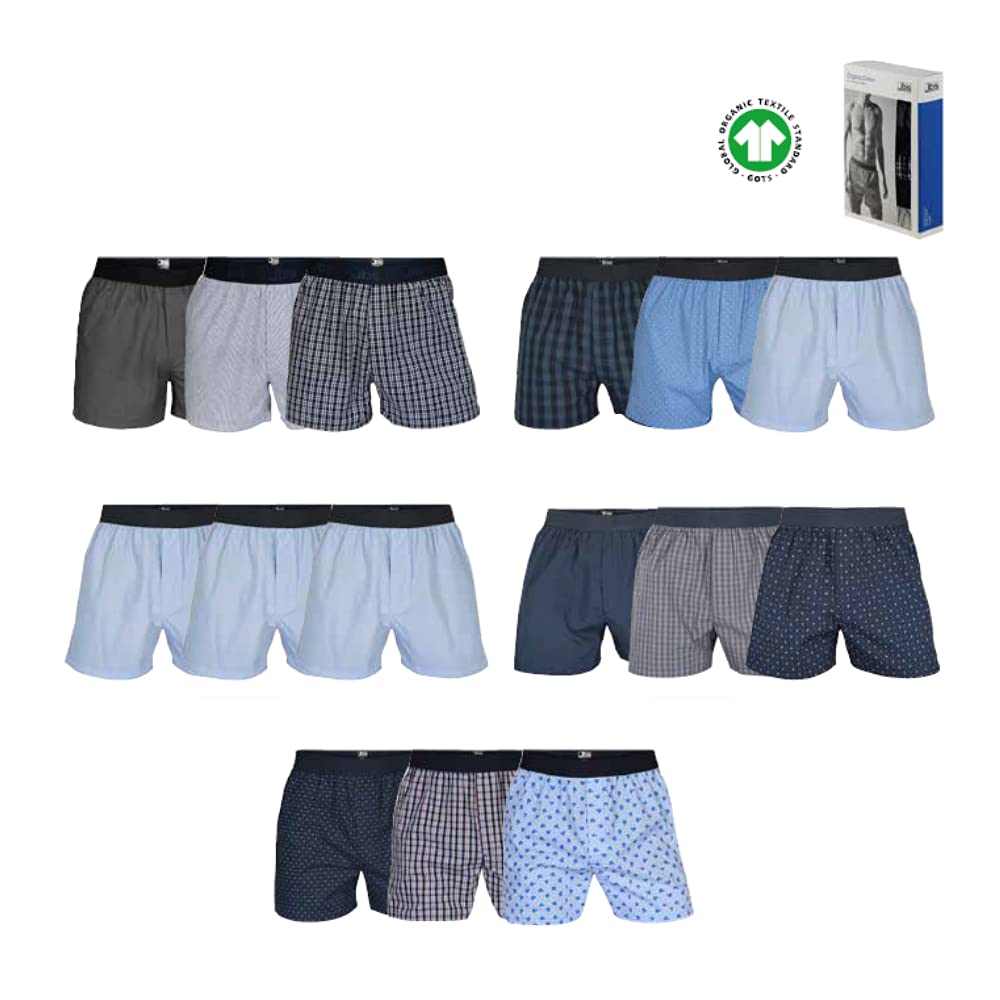 jbs Boxershorts für Herren, Unterhosen für Männer im Set aus ökologischer Baumwolle, lockere Shorts für Herren im 3er-Pack