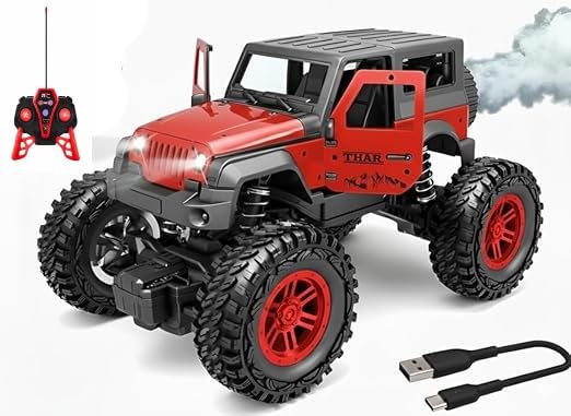 Image of Braintastic Model Diecast Car Toy Vehicle Pull Back Friction Car with Openable Doors Light & Music Toys for Kids Age 3+ Years (Off Road RED)