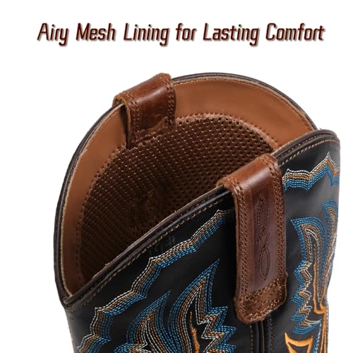 Image of SUREWAY Cowboy Boots For Men - Mens Square Toe Western Boot,Oil /Slip Resistant,Durable Fashionable Classic Pull on 10 Inch Boots Mid Calf Wellington Boots