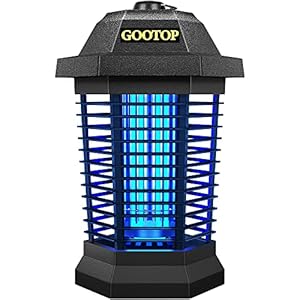 GOOTOP Bug Zapper Outdoor Electric, Mosquito Zapper, Fly Traps, Fly Zapper, Mosquito Killer, 3 Prong Plug, 90-130V, ABS Plastic Outer (Black)
