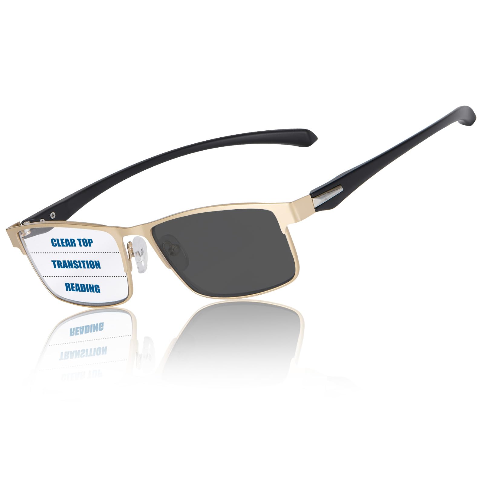 GHDBFMB Photochromic Progressive Multifocus Reading Glasses Men Transition Blue Light Blocking Multifocal Computer Readers