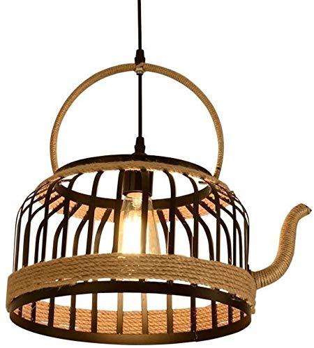 Chandelier corde de chanvre vintage et suspension industrielle E27