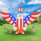 Inflatable Patriotic Independence Day Decoration 9.8 FT Width Inflate Eagle 4th of July Decor Lighte