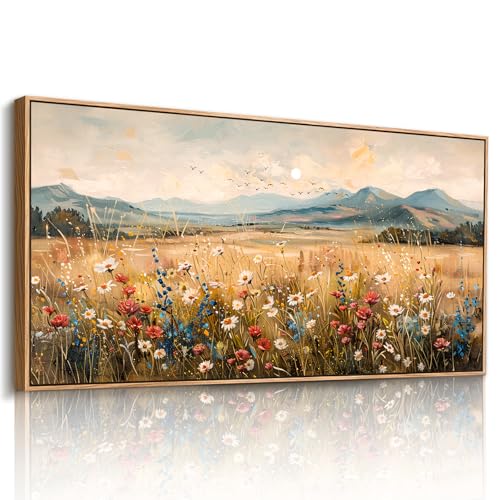 Large Landscape Wall Art - Wildflowers French Country Decor
